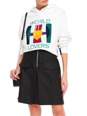 Sandro Aliya Zip Cotton Blend Twill Skirt